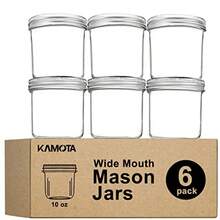 KAMOTA Wide Mouth Mason Jars 10 Oz 10oz Mason Jars Canning Jars Jelly Jars With Wide Mouth Lids And Bands Ideal For Jam Honey Wedding Favors Shower Favors Baby Foods 6 PACK - Clear - View 2