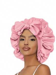 1顶可调节双层缎面睡帽，女士丝绸睡帽，减少摩擦和毛躁，适合自然卷发