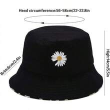 Unisex Reversible Bucket Hat For Beach And Fishing - 雛菊花 - 查看 3