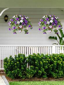 كرمة زهرة الصباح الاصطناعية، سلة الأزهار الملونة الزائفة، نمط عمود روماني أوروبي قديم على شكل إيبوميا مزيفة، أزهار مزيفة ديكورية للداخل والخارج، غرفة المعيشة والنوم والأعياد والحفلات وعيد الميلاد، ديكور أخضر دائم لا يحتاج إلى صيانة