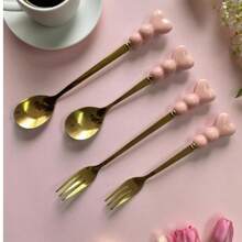 1/2/4/6 pièces Set de fourchette et de cuillère en acier inoxydable de luxe - Couverts mini élégants avec finition miroir - Idéal pour le thé de l'après-midi, les mariages, les cafés et les voyages - Cadeaux de vaisselle haut de gamme pour les femmes, les remises de diplômes, la fête des mères et les anniversaires - résistants à la rouille