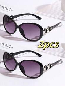 1/2/3 pares de gafas de moda ultraligeras y oversize para mujer, con bisagras plateadas únicas, versátiles para el estilo callejero, adecuadas para conducir, la vida diaria y los viajes al aire libre - Multicolor - Ver 19