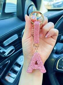 Llavero con iniciales de cristal brillante con strass - Colgante de cristal con suerte, encanto de aleación brillante para bolsos y mochilas - Regalo perfecto para cumpleaños y ocasiones especiales, llavero, anillo, accesorio para bolso, mochila, coche, colgante para mujeres y niñas, accesorios para billetera y bolso, iniciales de la A a la Z