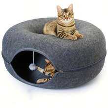 20 Inch, 24 Inch Donut Cat Bed, All Season Litter And Cat Cave, Cat Tunnel, Indoor Cat Hideout, Dark Gray, Light Gray Cat Tunnel Bed - 淺灰色 - 查看 1
