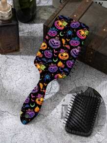 1 buc pieptene unic cu pernă colorată de Halloween cu păianjen, dovleac, model de craniu, fabricat din nailon, potrivit pentru toate anotimpurile, coafare păr, chestii de păr, pieptene de păr, accesorii de păr, kit de coafare păr, kit de scule pentru păr, set de coafare