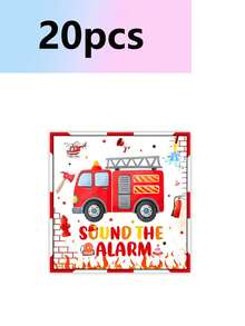 10pcs Cartoon Fire Truck Theme Birthday Party Potluck Paper Cups Paper Plates Consumer Activity Drill Disposable Tableware Set Fire Speech Fire Animation Party - Multicolor - View 5