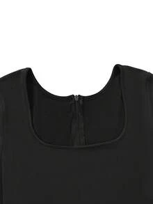 时尚休闲方领长袖修身连体裤，适合健身和户外活动，秋季新品 - 黑色 - 查看 9