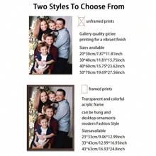 1 Pc, Custom Photo, Polished Plexiglass Wooden Frame,Customize Your Wedding Commemoration, Precious Memories,Personalized Canvas Printed Poster Art, Perfect For Families, Couples, Pets' Memories, And A Perfect Gift For Anniversaries