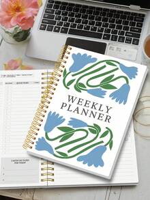 1 件 A5 未注明日期的每周计划本，简单的螺旋式每日笔记本议程，带有时间段、感恩、情绪和锻炼追踪器，96 页，办公室和个人组织者，办公室和学校用品，返校