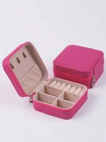Small Jewelry Storage Box, Zippered Open Storage Bag, Portable Jewelry Box, Travel Jewelry Box, Used For Rings, Pendants, Earrings, Necklaces, Bracelets, Gift Boxes, Girls And Women's Gift Boxes,For Holiday Beach, Bathroom Collection, Bedroom Collection, Large Capacity
