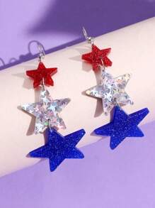 1 Coppia di orecchini con design a stelle e strisce per il Giorno dell'Indipendenza americana, gioielli di moda creativa, regalo per il 4 luglio