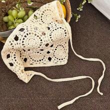 1 peça bandana feminina xale de crochê floral, lenço triangular, faixa de cabeça feminina de renda de crochê, faixa de cabeça vintage, presente para meninas, acessórios de cabelo, faixas de cabelo elegantes
