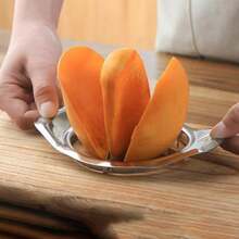 "3-In-1 Stainless Steel Mango Slicer & Pitter – Fruit Corer Remover For Mango, Avocado, Peach – Easy Cut, Slice, And Pit Kitchen Tool" - Silver - View 1