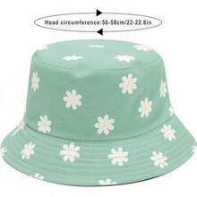 Unisex Reversible Bucket Hat For Beach And Fishing - Flower Green - View 6