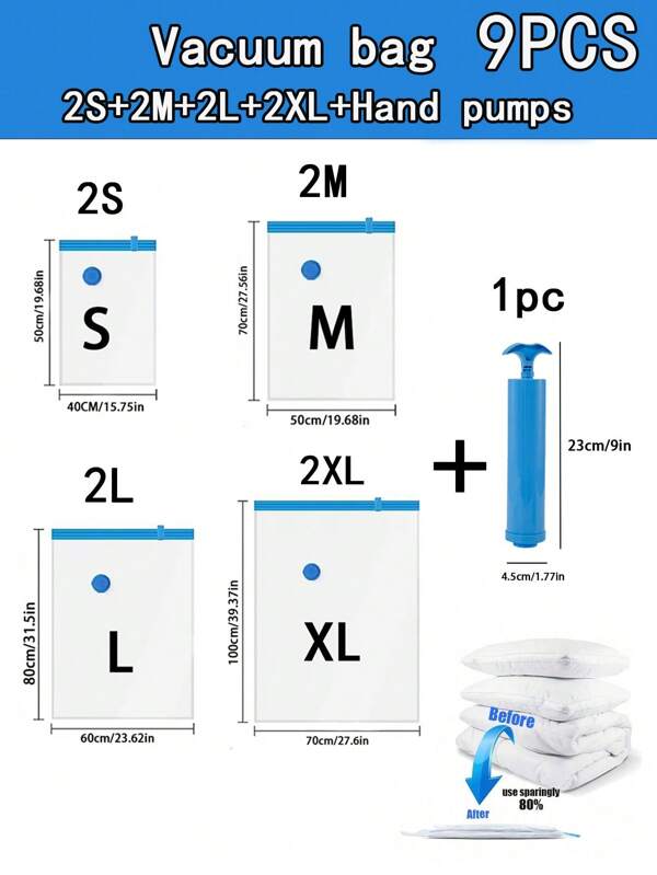 10/9/5/1pc Vacuum Compression Zipper Storage Bag, Vacuum Compression Bag, Vacuum Compression Zipper Storage Bag, Space Saving Luggage Bag, Travel Compression Bag, Foldable Clothes Storage Bag, Clothes Classification Storage Bag, Suitable For Clothes, Quilts, Cabinets - Save 80% Space, Moisture-Proof Storage Bag