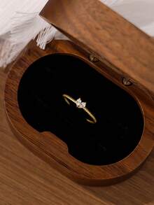 简约开放式密镶钻石戒指，精致独特的艺术镶嵌心形戒指 - 彩色 - 查看 7