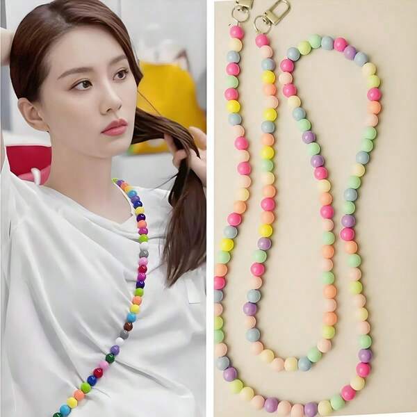 1 pezzo Catena decorativa colorata con perline, accessorio alla moda e versatile adatto per borse, telefoni, vestiti, decorazioni, chiavi d auto e altro ancora per le donne