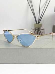 新款复古个性小框猫眼时尚眼镜男女款 Y2g 科技感街头风眼镜时尚百搭户外沙滩派对海洋镜片时尚眼镜 - 彩色 - 查看 10