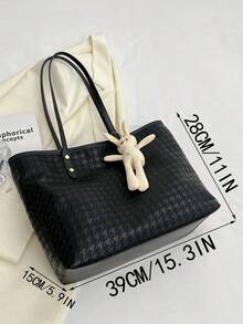 女士大容量通勤手提包，时尚纯色单肩包