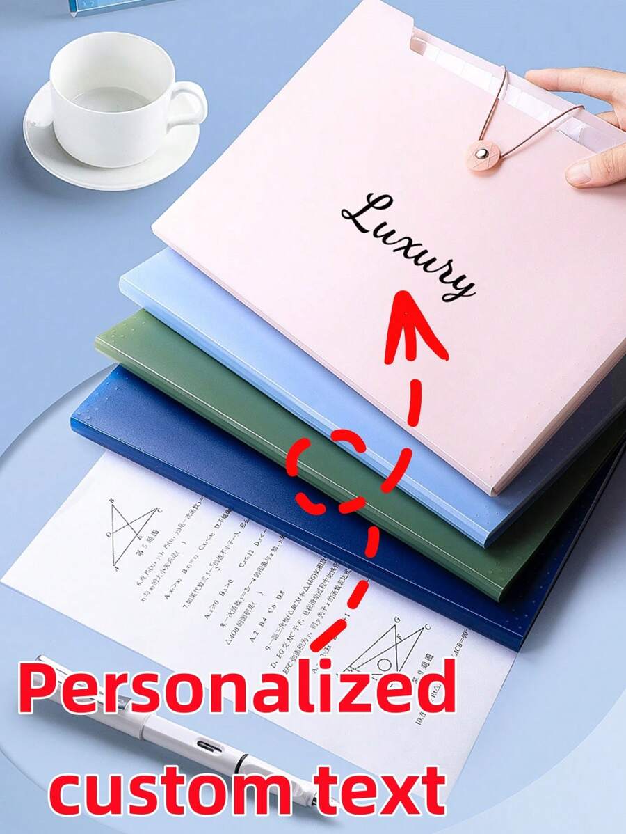 Personalized Custom A4 Binder; 4-Section Folder; Large Capacity Student Test Paper Storage Clip; File Classification And Arrangement Roll Back Belt Return To Campus,Back To School,School Supplies