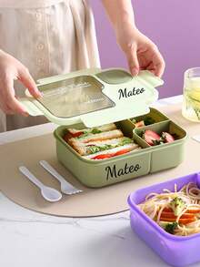 Caja de almuerzo de plástico rectangular personalizada y personalizada, caja bento portátil a prueba de fugas, almacenamiento para el regreso a la escuela, preservación de frutas, contenedor multifuncional y duradero - Multicolor - Ver 5