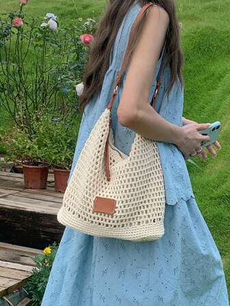 2026 Spring/Summer New Hollow Weaving Bag Beach Vacation Bag, Shoulder Bag, Underarm Bag Business Women's Leisure Fashion Daily Commuter Bag, Suitable For Work, Shopping, Dating, Travel, College Students, Women's Bag, Daily Use