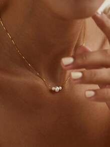 1pc Minimalist & Elegant Faux Pearl Necklace, Suitable For Women's Daily Wear