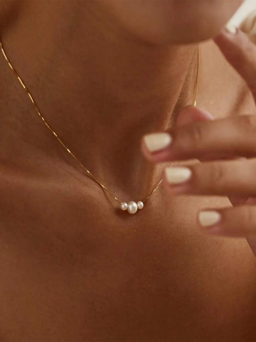 1pc Minimalist & Elegant Faux Pearl Necklace, Suitable For Women's Daily Wear