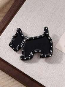 Pince à cheveux pour femmes en forme de chien mignon, avec décoration en strass acrylique de style, motif animal, convient pour une tenue quotidienne