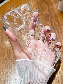 1 件极简主义线条海洋鲸鱼图案防滑软手机壳适用于 11/12/13/14/15/16 Pro Max 防水防震防摔防刮 - 彩色 - 查看 3