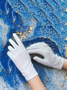 Guantes elásticos de espándex blanco para conducir, actuaciones y baile; guantes industriales ultradelgados para hombres y mujeres.