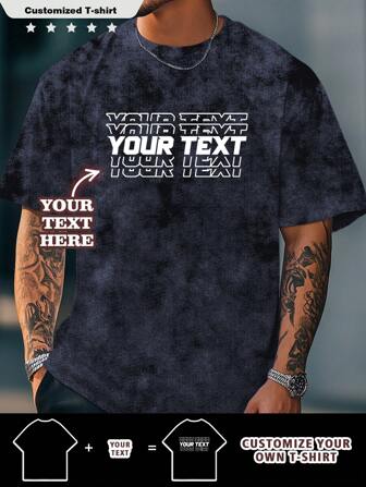 Maglietta vintage da uomo personalizzata con stampa acqua e testo personalizzato, personalizza il tuo testo, personalizza il tuo nome, personalizza il testo d'amore per bambino/amico/idolo/coppia/famiglia/festa/scuola/sport/animale domestico