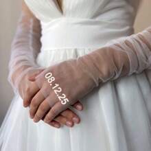 Bridal Arm Sleeves, White Tulle Wedding Arm Sleeves, Customizable Wedding Arm Sleeves, Personalized Bridal Arm Sleeves, Customized Bridal Arm Sleeves, Wedding Dress Arm Sleeves, Customized Text Bridal Arm Sleeves, Customized Wedding Date Bridal Arm Sleeves, Customized Tulle Arm Sleeves