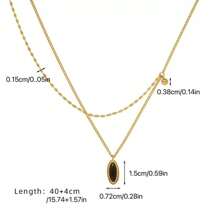 1pc Vintage French Style Titanium Steel Chain Oval Pendant Necklace, Fashionable Minimalist Choker Necklace, Elegant Elegant Neck Accessory