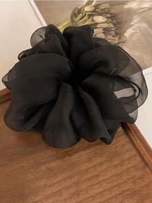 1 件极简主义美人鱼泡泡网发圈，优雅发带，女士春夏季发饰，发圈，休闲，洗脸 - 黑色 - 查看 2