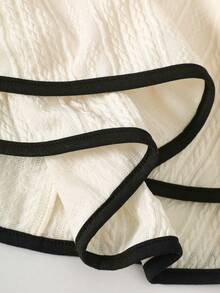 Baby Girls Cute Square Neck Jacquard Flared Long Sleeve Waisted Dress, Suitable For Autumn/Winter, Warm And Homewear