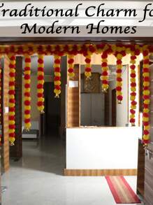 MEHELANY 1Pc Marigold Garland With Bell 5.08FT Artificial Marigold Wreath Faux Flowers, Yellow & Orange Plastic Marigold Faux Hanging Halloween Thanksgiving Day Diwali DIY Decorations, Mexican Wedding Decorations Artificial Flowers, Fake Flowers Fall Garland Christmas Decor, Flower Garland Strands, Day Of The Dead Altar Marigold Flower Strips