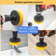 1/4 piezas Juego de accesorios de cepillo ZaMoSmile, cepillo multiusos de 4 pulgadas, de dureza media, reutilizable para limpieza eléctrica de plástico y metal, adecuado para sala de estar, baño, cocina, lechada, bañera, ducha, azulejos, esquinas - No se necesita energía