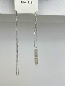 1Pc Vintage S925 Thai Silver Retro Handmade Long Pendant Necklace Layered Chain Unisex Jewelry Gift For Men Women