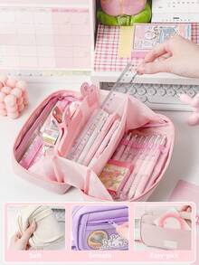Large Capacity Transparent Pencil Case - Multifunctional Oxford Cloth Stationery Storage Bag With Zipper, Portable Cosmetic Organizer Pouch, Suitable For Office And School Supplies, Pencil Case, Backpack, Back To School Season - Multicolor - View 8