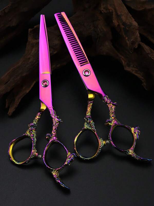 1pc Colorful Professional Hair Cutting Shear Lightweight & Sharp With Dragon Handle, Suitable For Women & Men,Back To School,Travel Holiday Essentials,Hair Accessories For Women