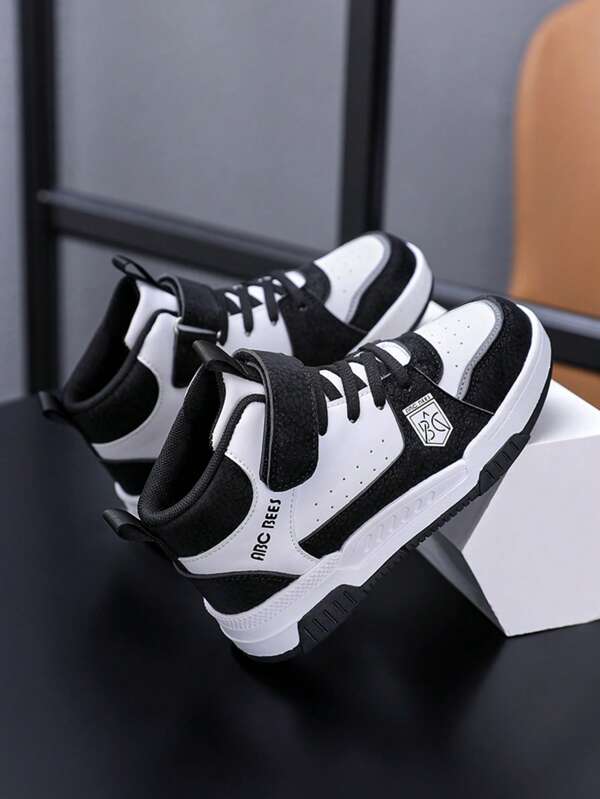 Teenagers Girls Skateboard Shoes/Boys Sneakers, Fashion Color Blocking Comfortable Lining Non-Slip Durable Sole, Suitable For Daily Wear