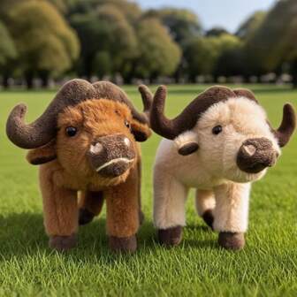 1 pieza Muñeco de peluche lindo de bisonte/búfalo, adorno de muñeco de bisonte norteamericano, regalo de cumpleaños para niños