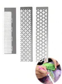 DIY Diamantmalerei Werkzeugregel 1/3 Stücke Pflaumenbüten Form Werkzeugregel geeignet für runde und quadratische Diamant-Handmalerei, Edelstahl Material Punktraster Regel, Diamantmalerei Werkzeug, das beste Werkzeug für handgemachte Diamant Positionskorrektur