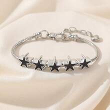 1 件简约时尚五角星串珠可调节链条手链，适合女士，独特且个性化 DIY