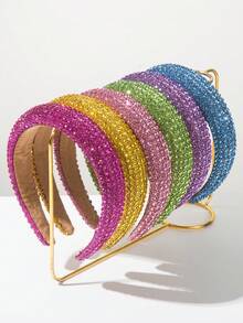 1 件女士夏季头带，纯色舞会派对配饰，复古宫廷风格水钻装饰发箍，适合日常夏季佩戴，发带，秋季，发饰