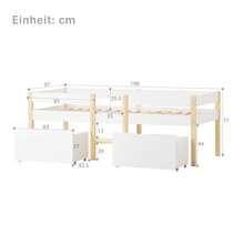 Bett Children's Bed With Fall Protection, Solid Pine Wood 90x190 Cm - White & Oak - White + Solid Wood + 90cm*190cm - View 3