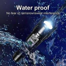 25-Jahre-Neu Outdoor 1000M Ultra-Helle Weitreichende LED Taschenlampe mit visuell digitaler elektrischer Anzeige, 30 W Hochleistungs-Docht mit langanhaltend Akku, Suchscheinwerfer mit Teleskopfunktion, 3-stufige Helligkeitsregelung für Camping, Wandern, Abenteuer und Erste-Hilfe-Beleuchtung