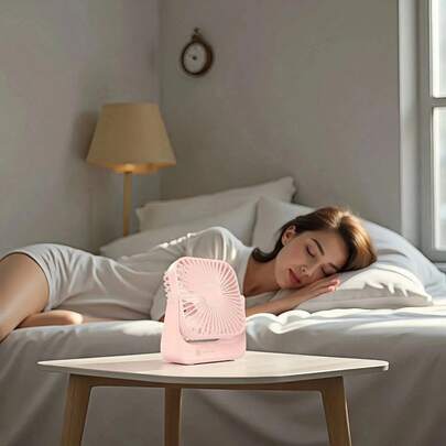 W&O Ventilatore da tavolo portatile con 4 velocità e inclinazione a 360° – potente flusso d'aria, mini ventilatore portatile ricaricabile (ultra silenzioso) per ufficio/camera da letto/cucina – adatto per uso esterno con design robusto