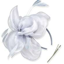 1 Stück Fascinator Hut Teezeremonie Kopfschmuck mit Bändern, Federn auf Haarband und Clip für Mädchen und Frauen, Haaraccessoire